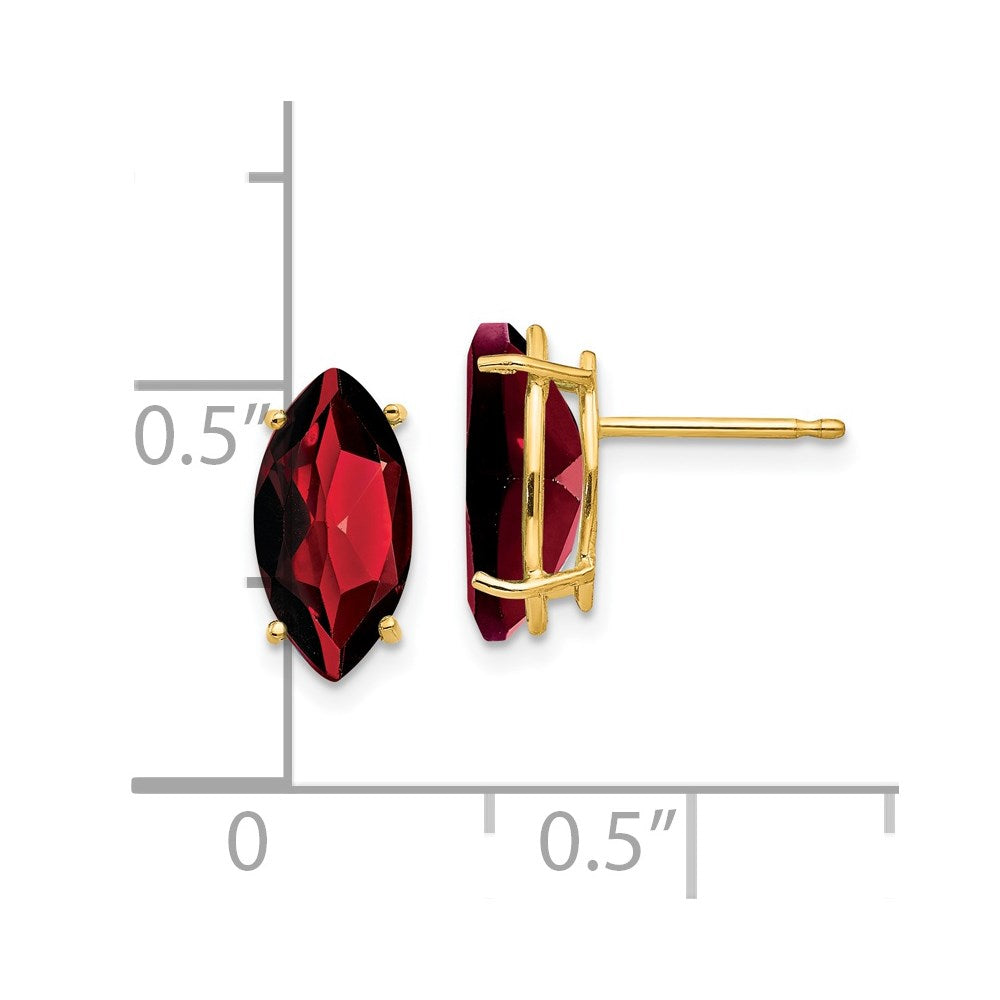 14k 10x5mm Marquise Garnet Post Earrings