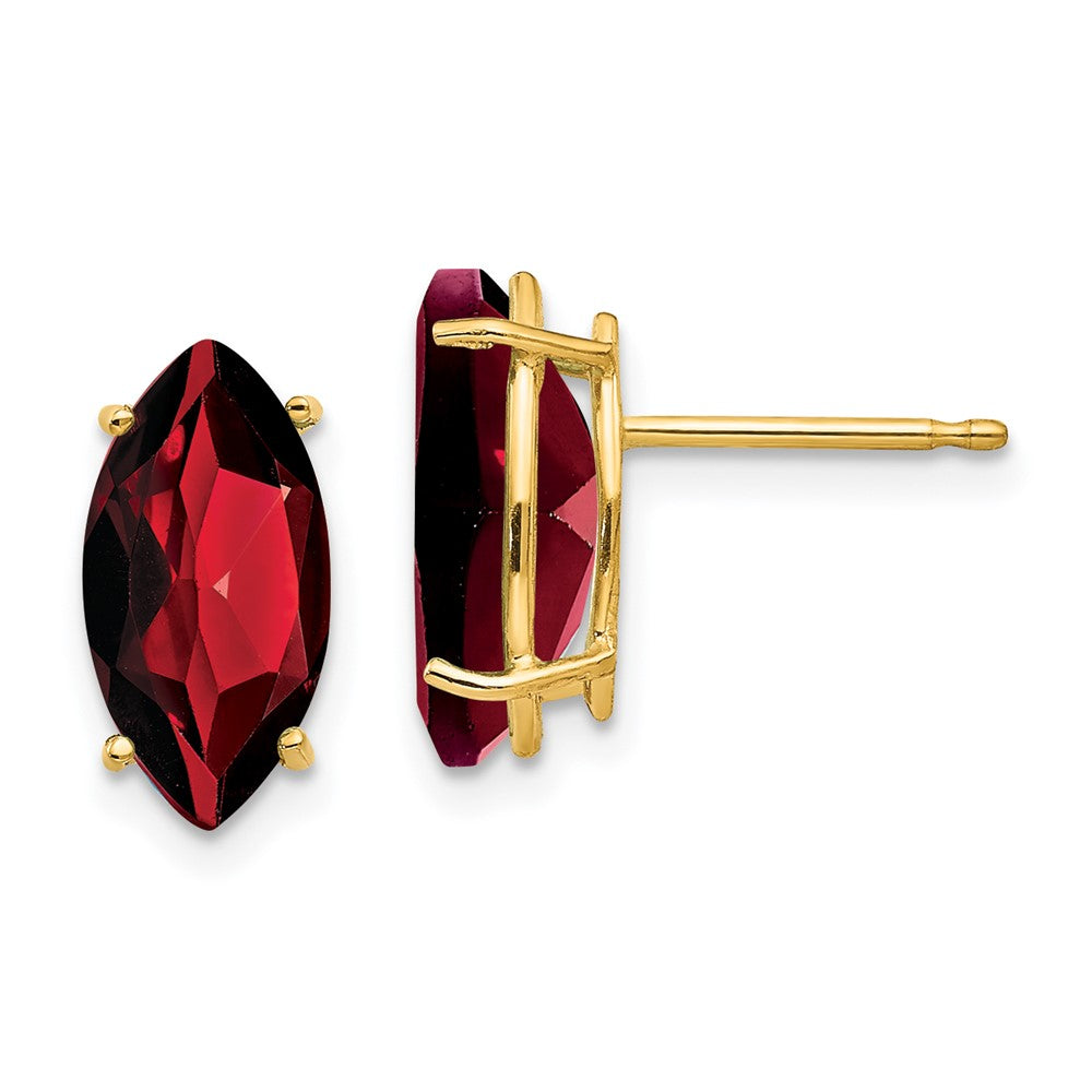 14k Yellow gold;Post;Garnet