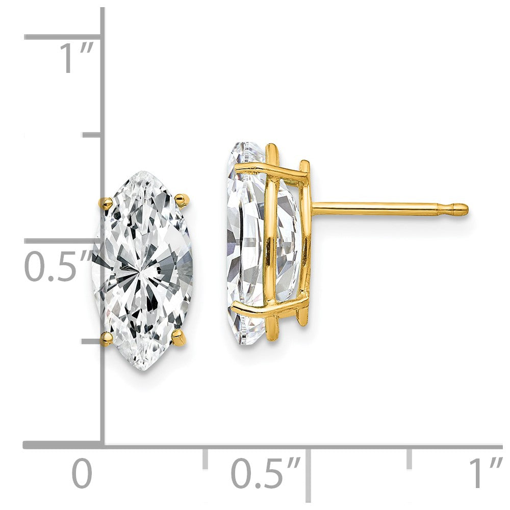 14k 12x6mm Marquise Cubic Zirconia Post Earrings
