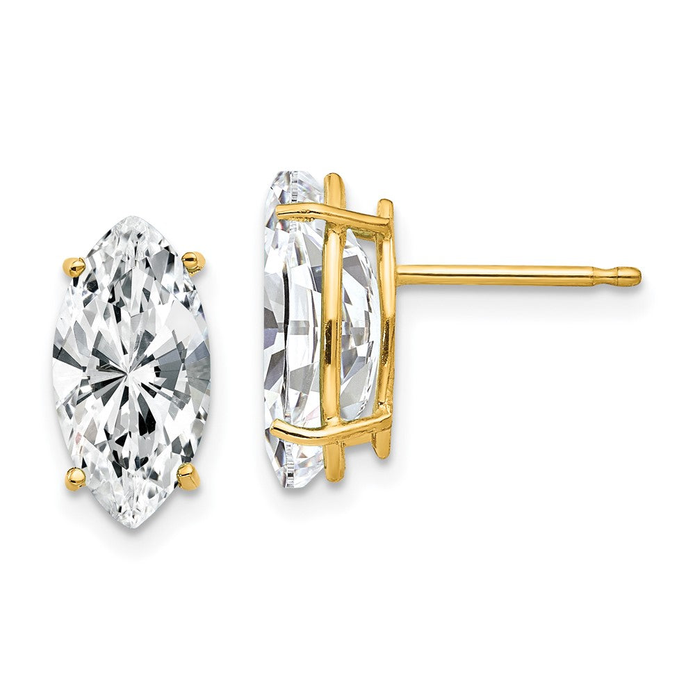 14k Yellow gold;Post;CZ