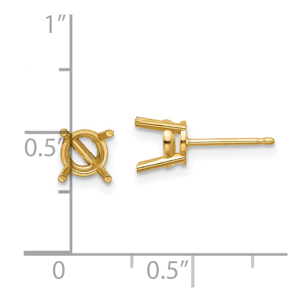 14k 6mm Cushion Post Earring Mountings