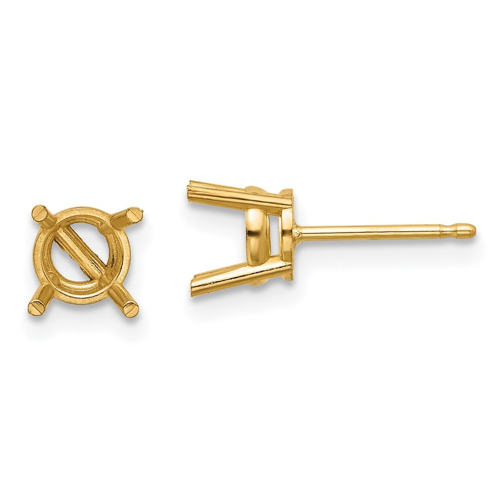 14k 6mm Cushion Post Earring Mountings