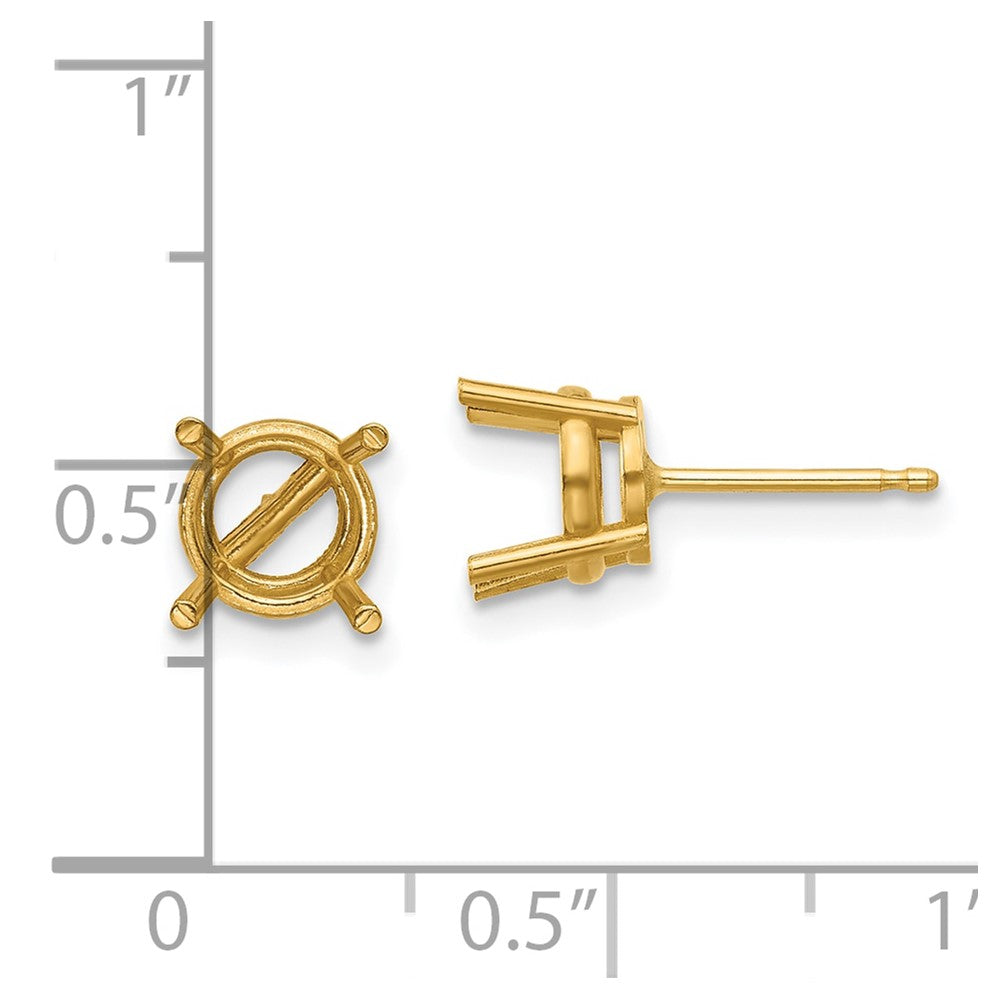 14k 7mm Cushion Post Earring Mountings