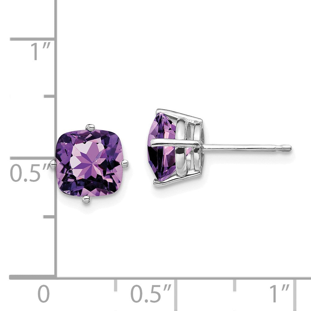 14k White Gold 7mm Cushion Post Earring Mounting