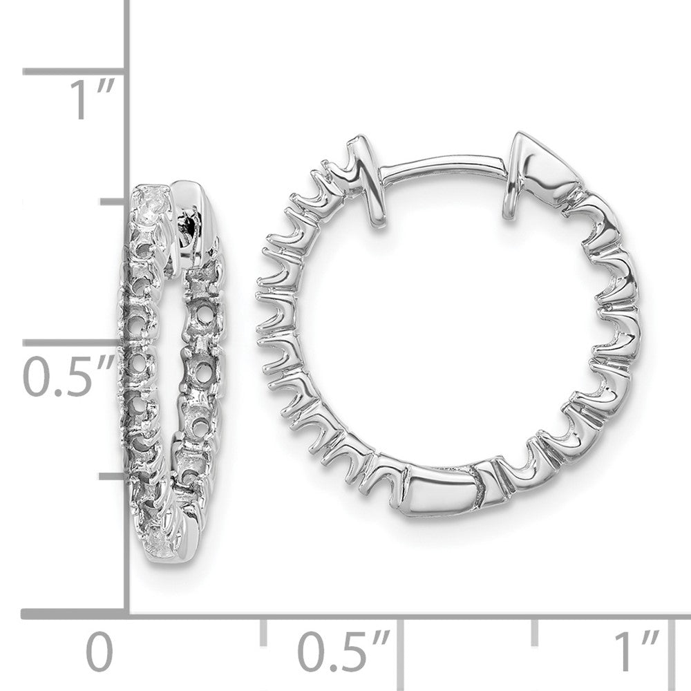 14k White Gold 5/8 carat AA Diamond In/Out Hinged Hoop Earrings