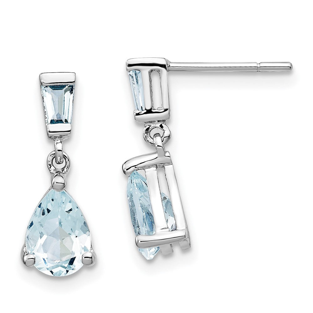 14K White gold;Post;Aquamarine