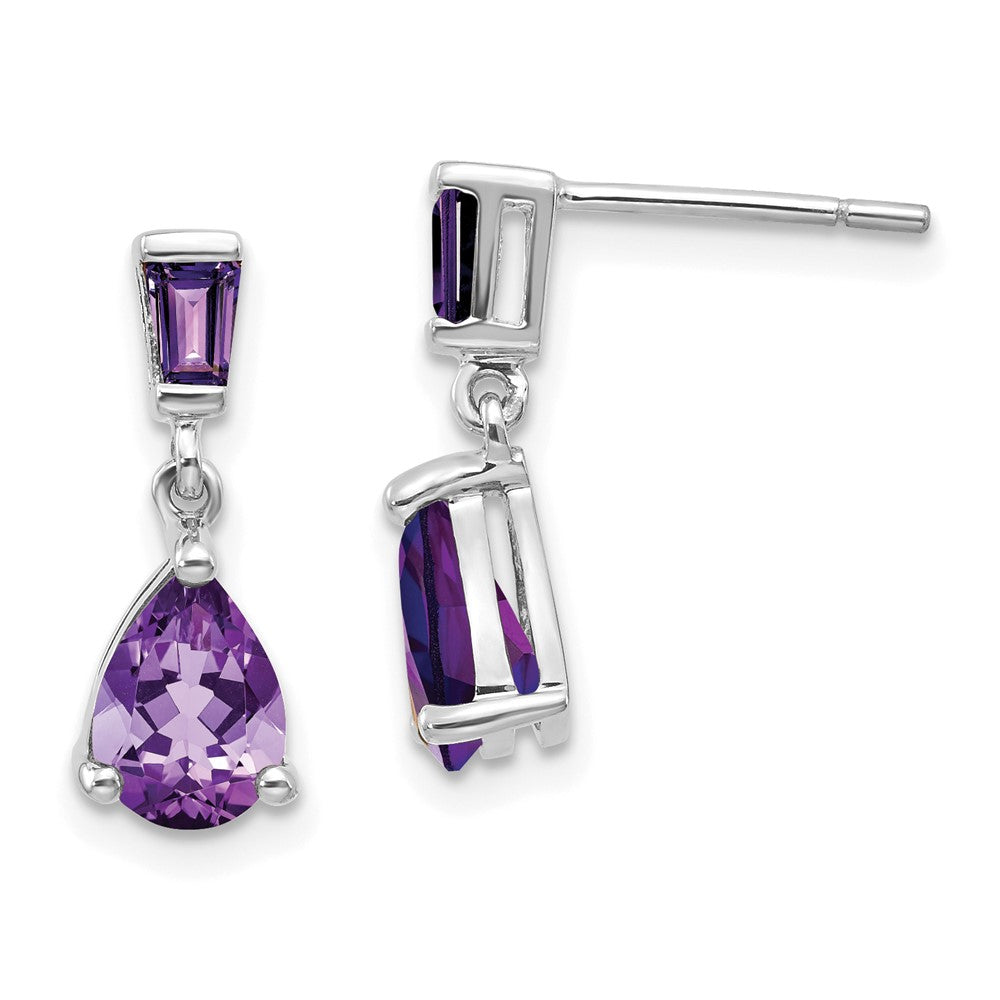 14K White gold;Post;Amethyst