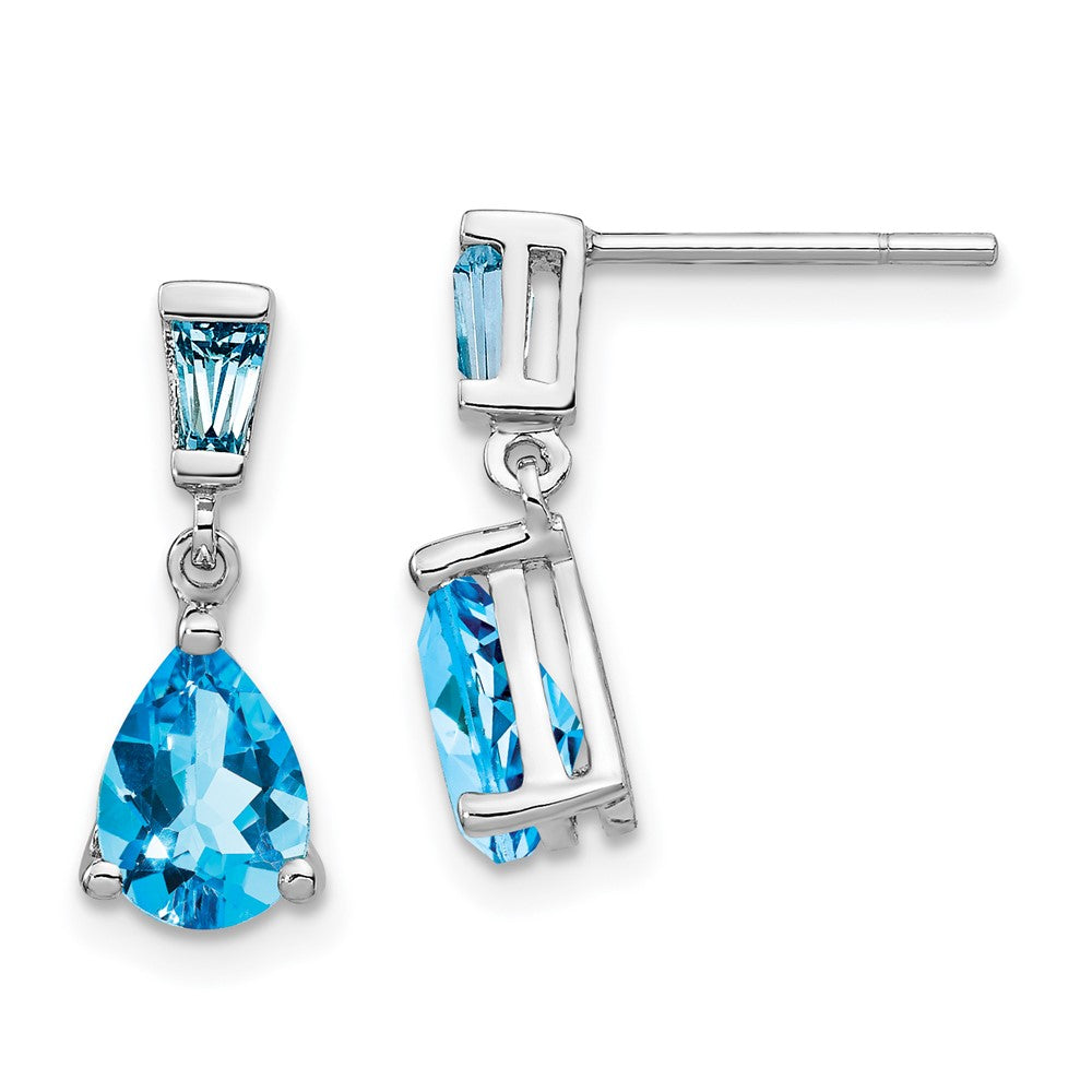 14K White gold;Post;Blue topaz