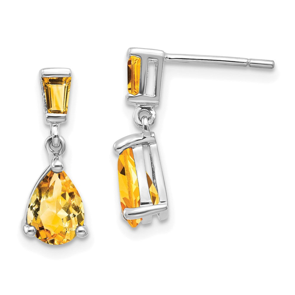 14K White gold;Post;Citrine