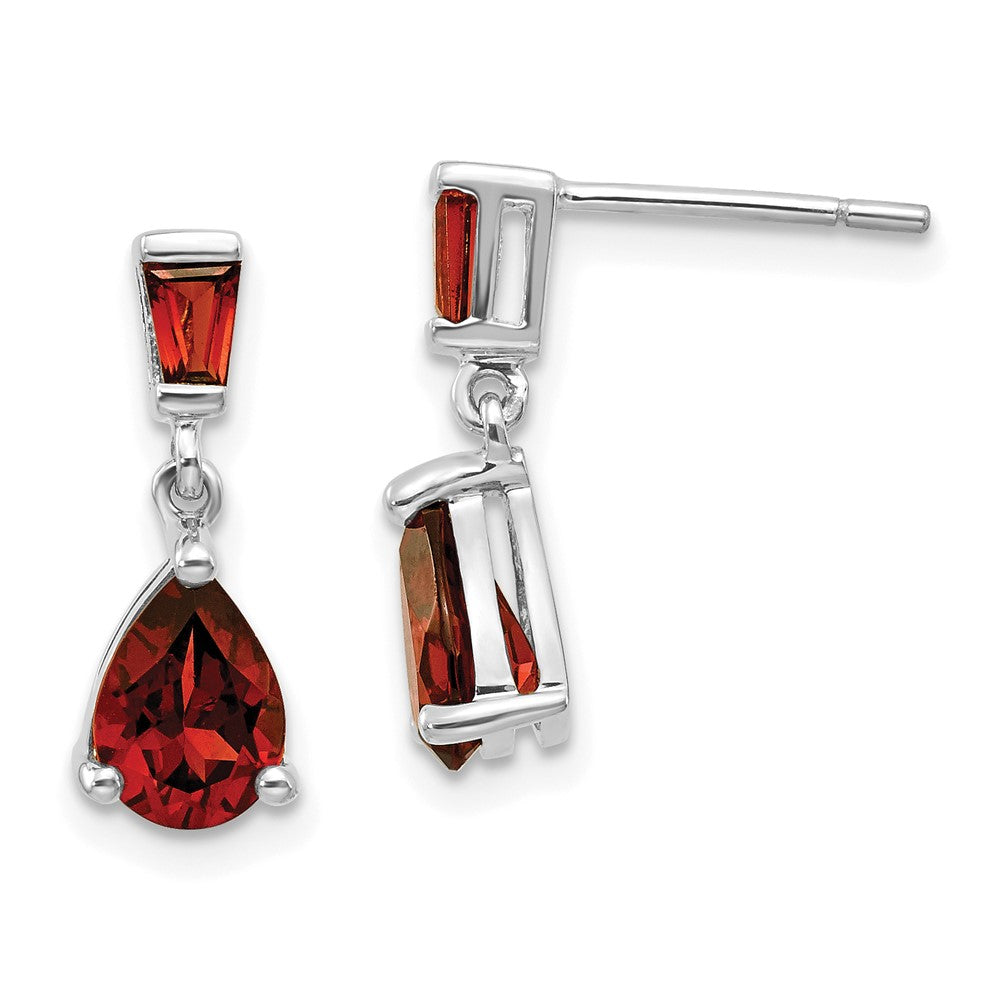 14K White gold;Post;Garnet