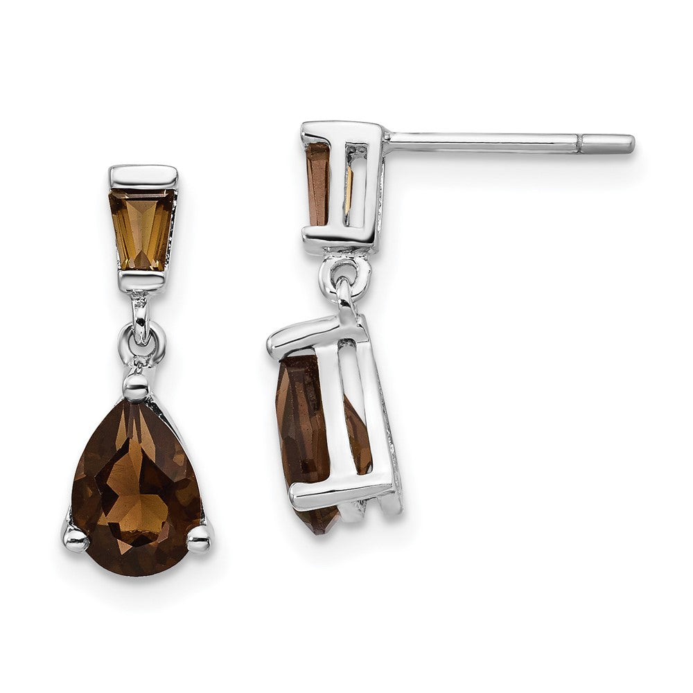 14K White gold;Post;Smokey quartz