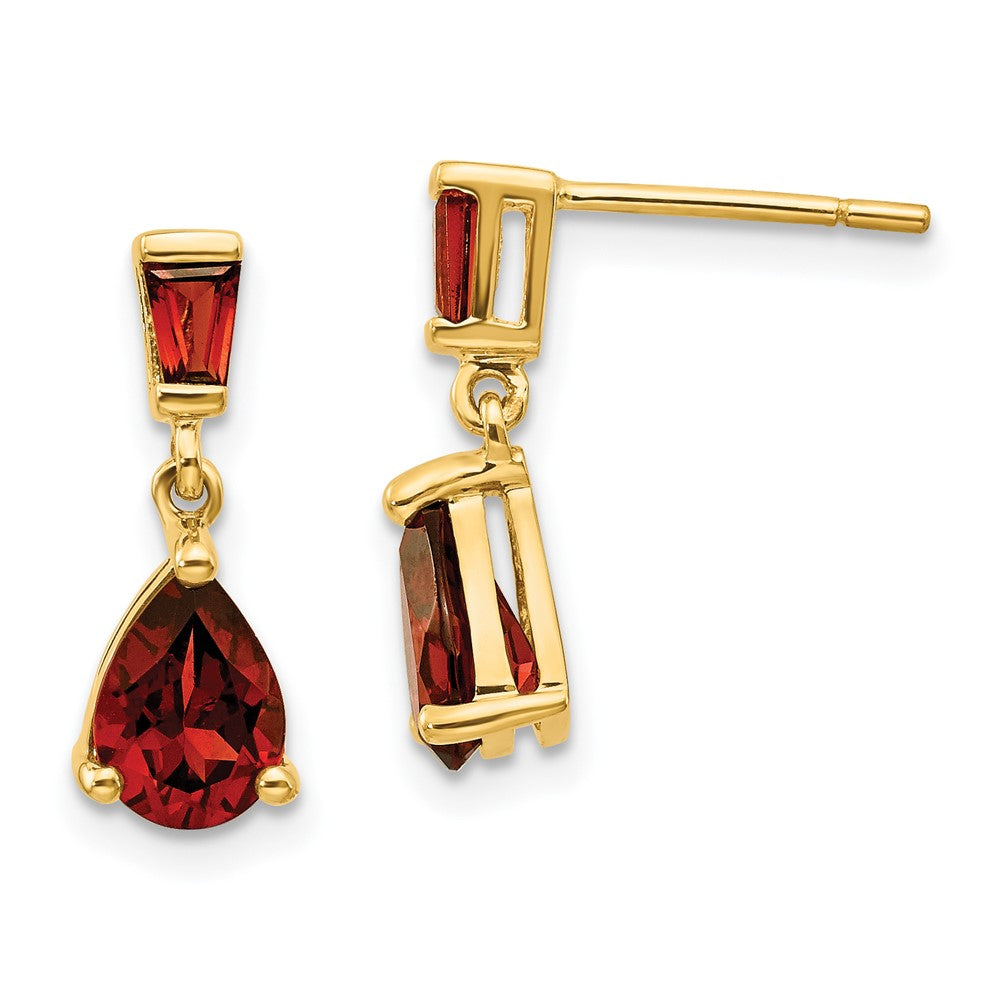 14k Yellow gold;Post;Garnet