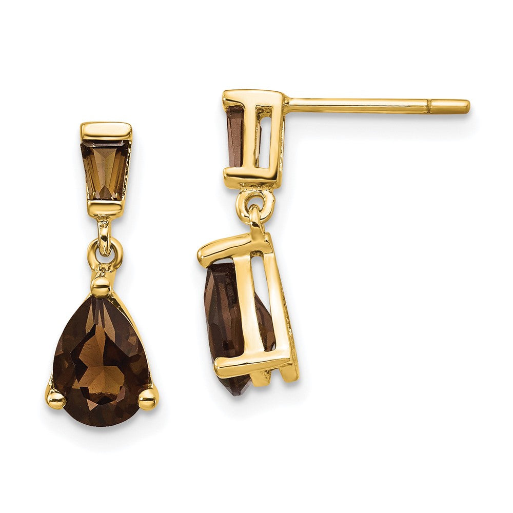 14k Yellow gold;Post;Smokey quartz