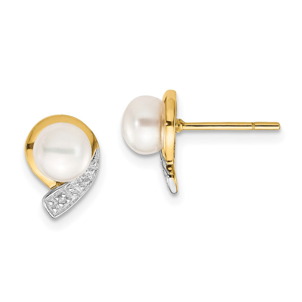 14K Yellow gold & rhodium;Freshwater cultured pearl;Diamond