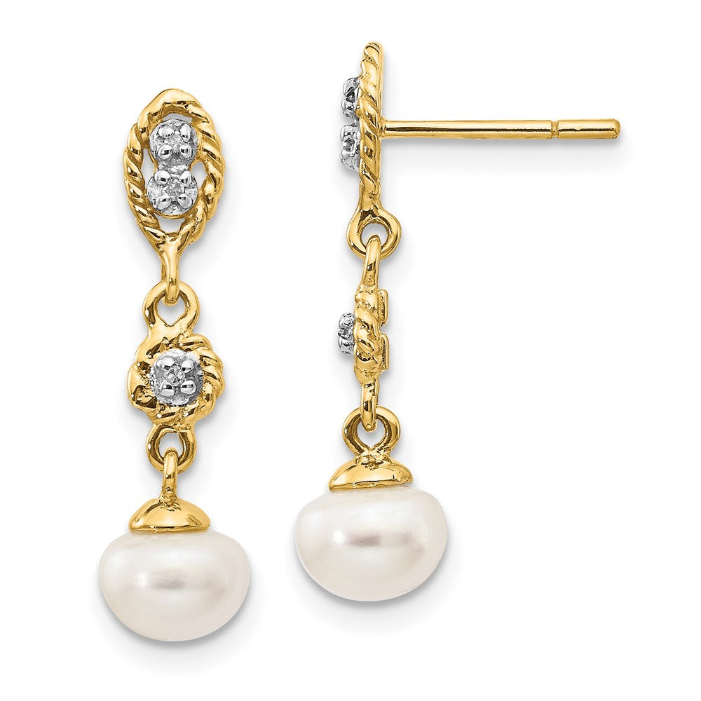 14K Yellow gold & rhodium;Freshwater cultured pearl;A quality