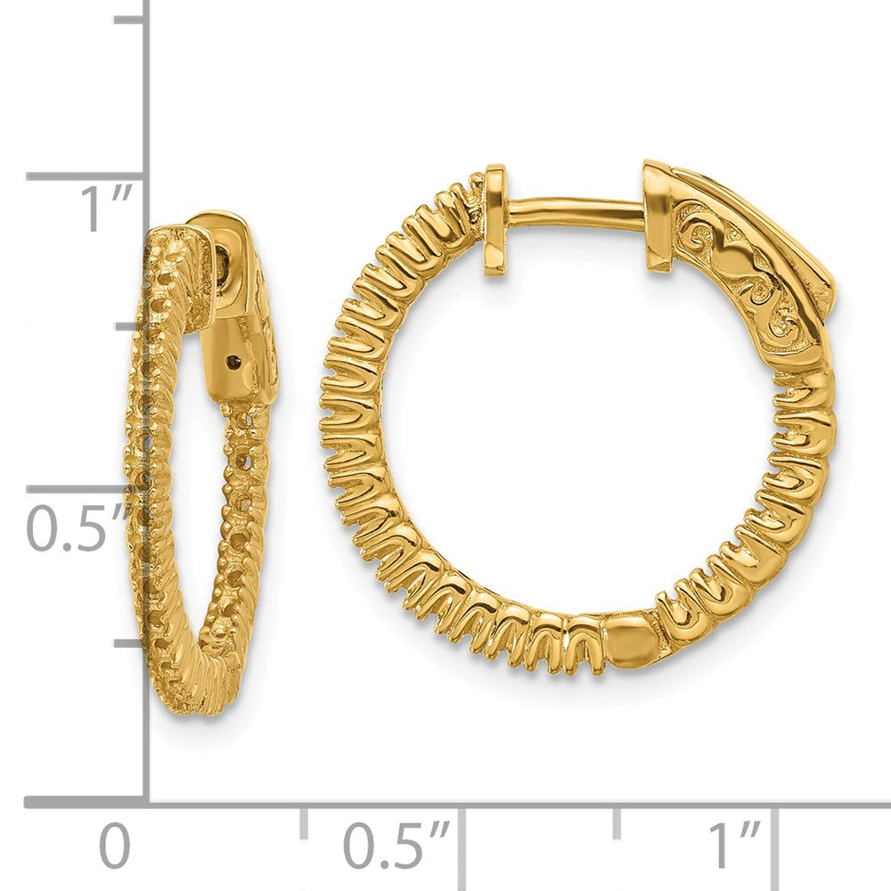 14k (Holds 50-1.2mm Round) In/Out Hoop w/Safety Clasp Earring Mountings