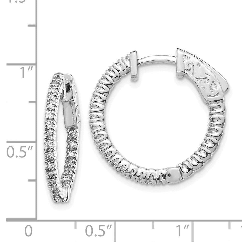 14k White Gold (Holds 50-1.2mm Round) In/Out Hoop w/Safety Clasp Earring Mountings