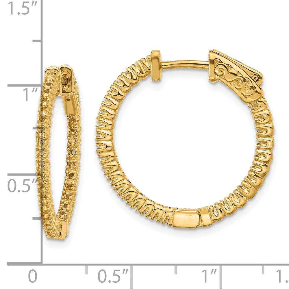 14k (Holds 60-1.3mm Round) In/Out Hoop w/Safety Clasp Earring Mountings