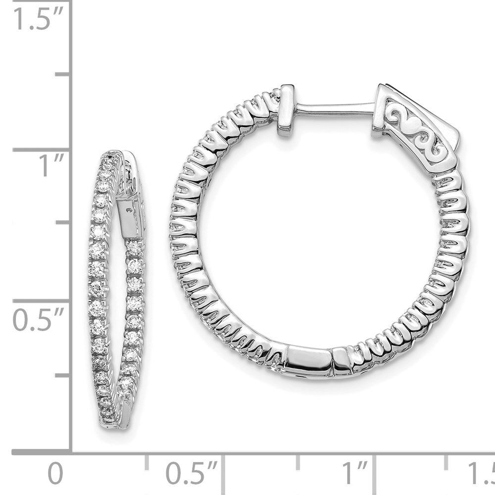 14k White Gold (Holds 60-1.3mm Round) In/Out Hoop w/Safety Clasp Earring Mountings