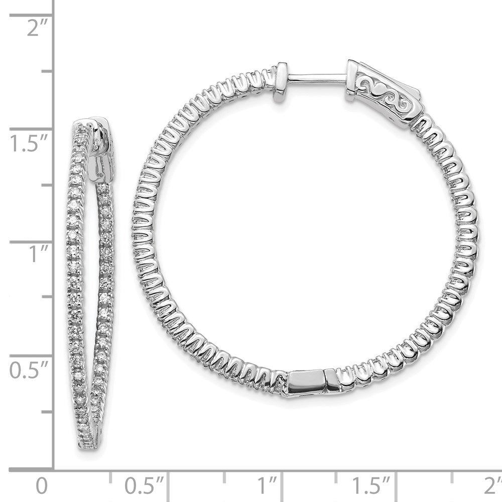 14k White Gold (Holds 100-1.2mm Round) In/Out Hoop w/Safety Clasp Earring Mountings