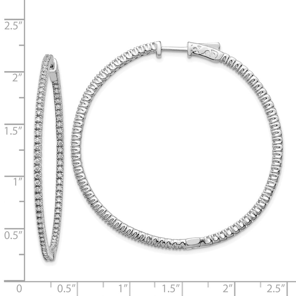 14k White Gold (Holds 156-1.2mm Round) In/Out Hoop w/Safety Clasp Earring Mountings