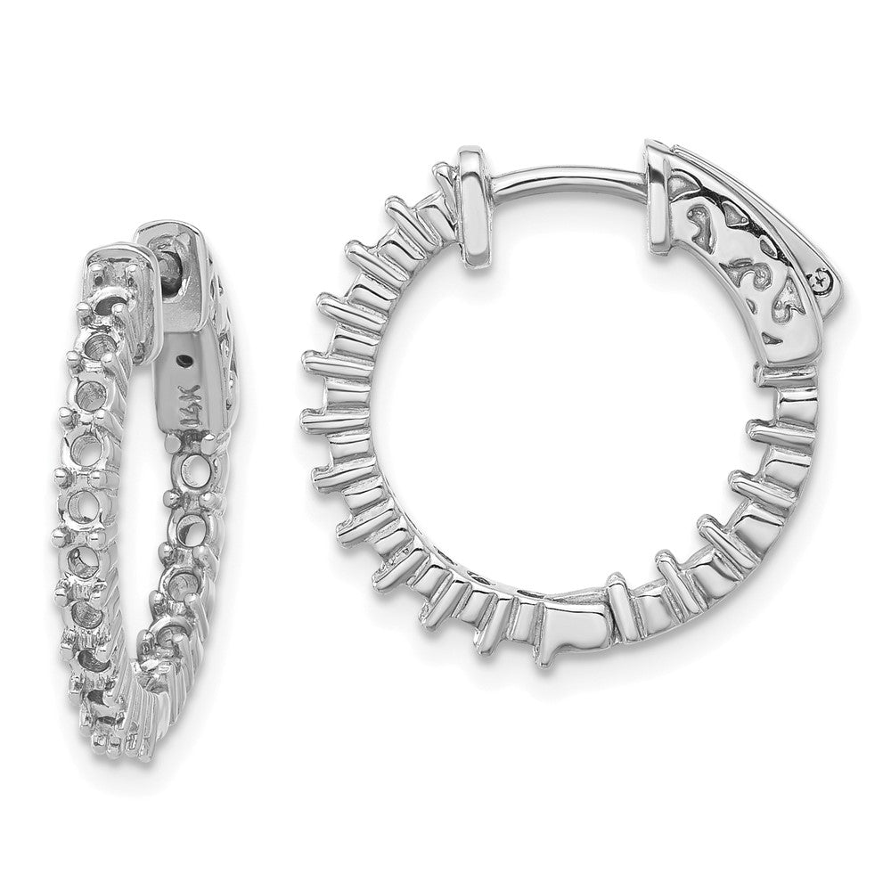 Polished;14K White gold;Hinged;Safety clasp