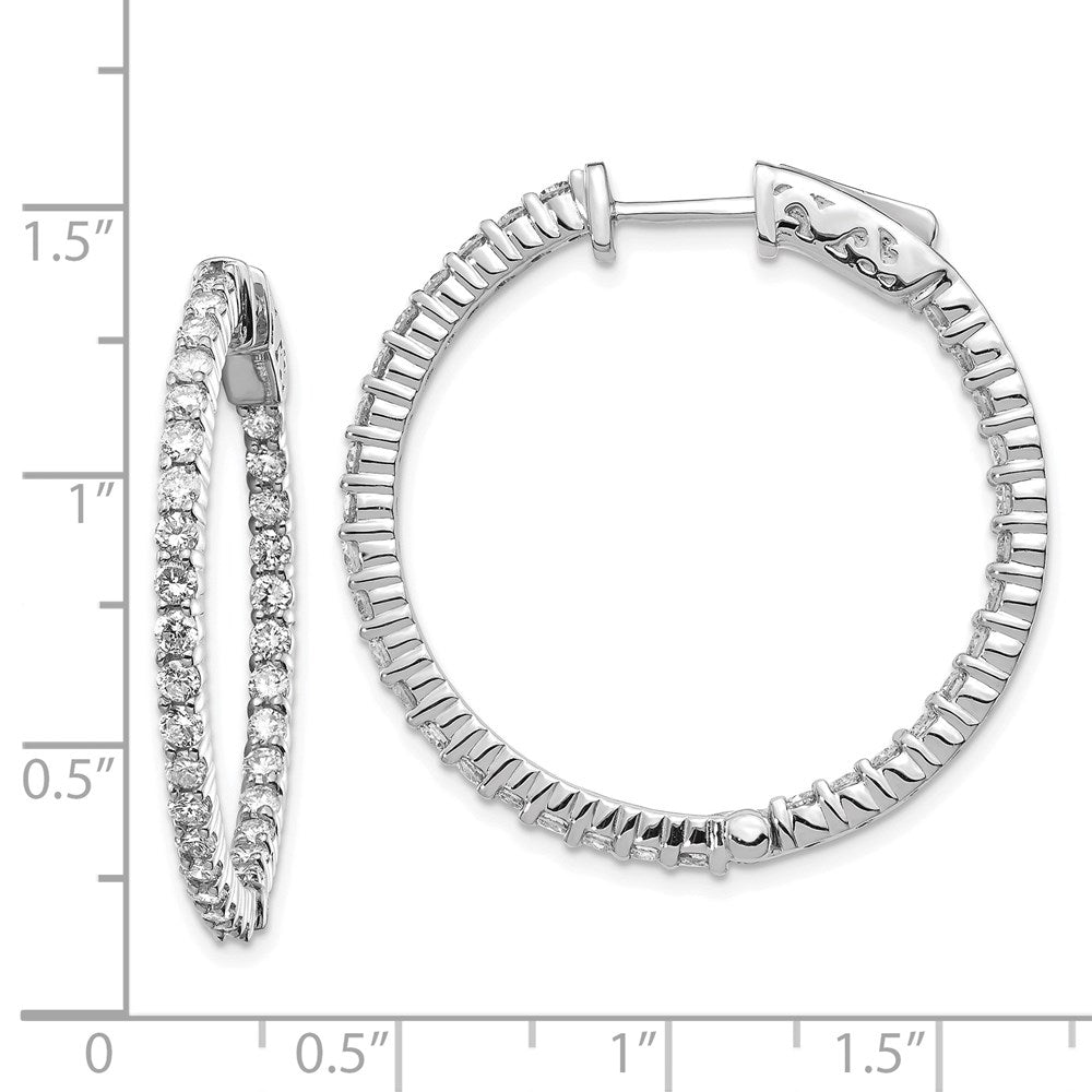 14k White Gold (Holds 66-1.9mm Round) In/Out Hoop w/Safety Clasp Earring Mountings