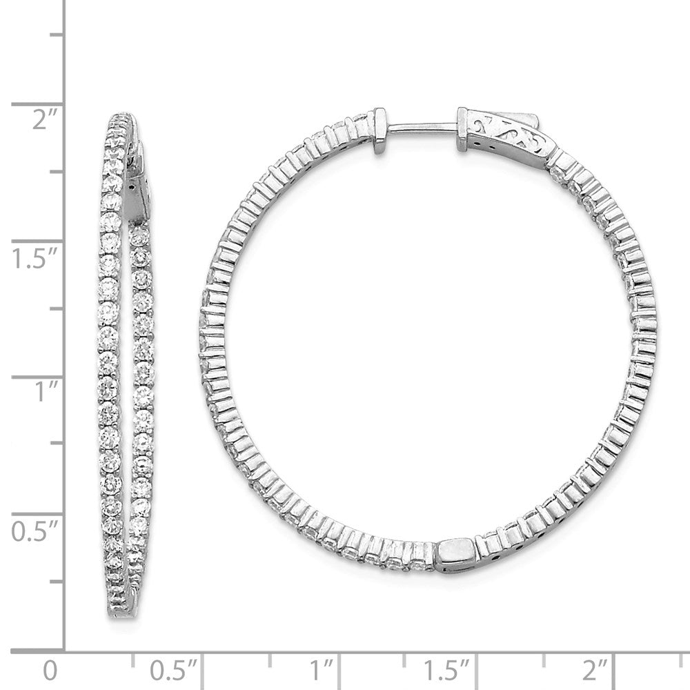 14k White Gold (Holds 100-2.0mm Round) In/Out Hoop w/Safety Clasp Earring Mountings