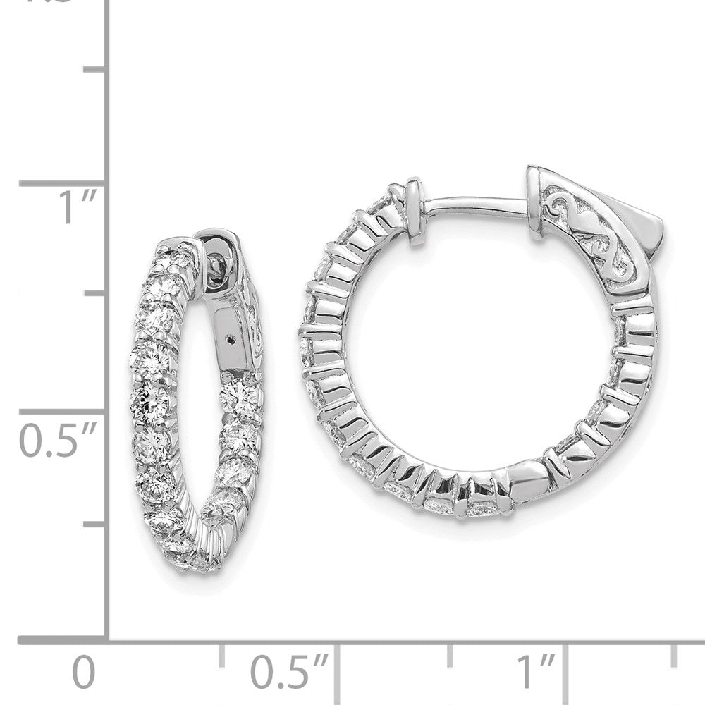 14k White Gold (Holds 30-2.3mm Round) In/Out Hoop w/Safety Clasp Earring Mountings