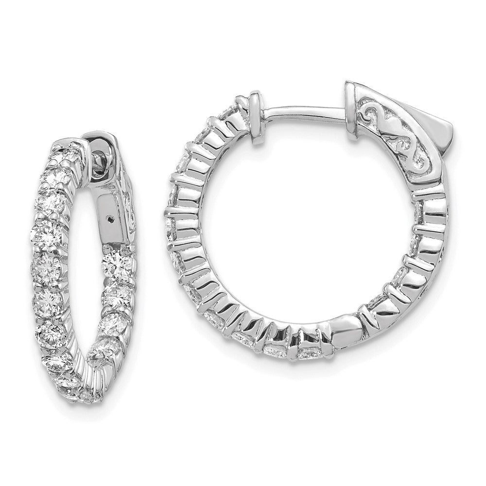 Polished;14K White gold;Hinged;Safety clasp