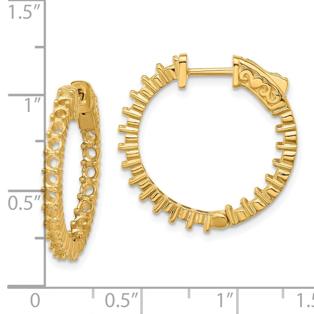 14k (Holds 40-2.3mm Round) In/Out Hoop w/Safety Clasp Earring Mountings