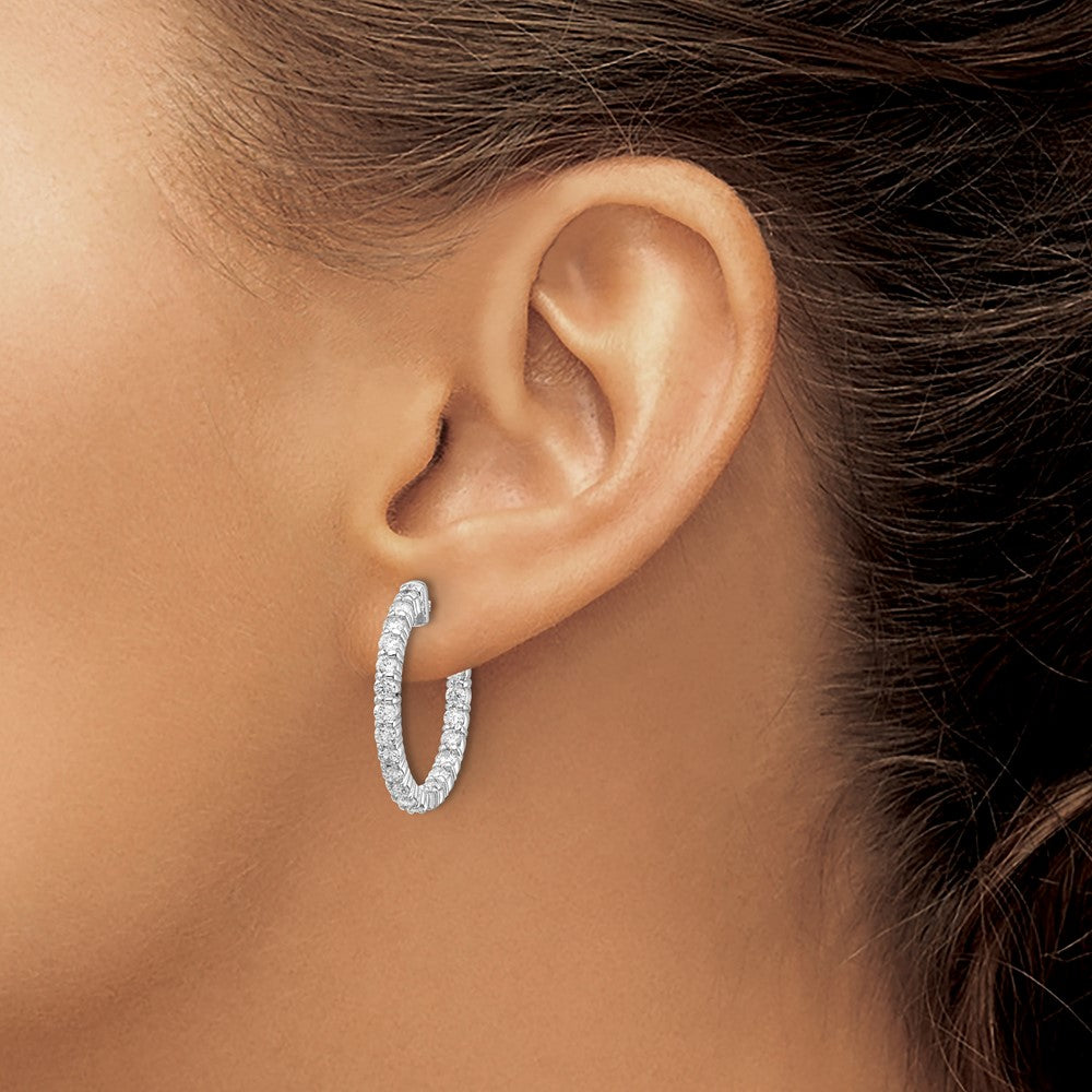 14k White Gold (Holds 40-2.3mm Round) In/Out Hoop w/Safety Clasp Earring Mountings