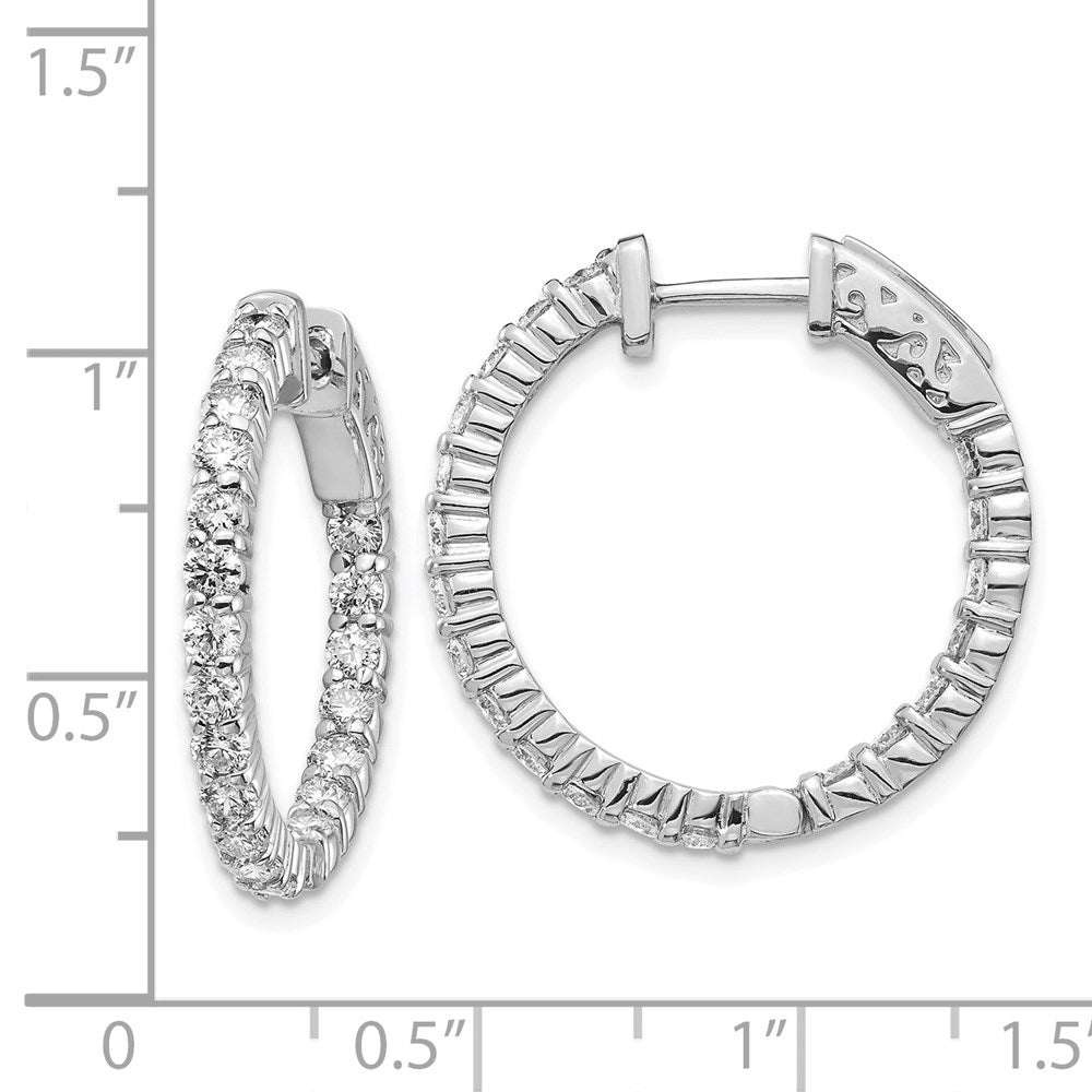 14k White Gold (Holds 40-2.3mm Round) In/Out Hoop w/Safety Clasp Earring Mountings