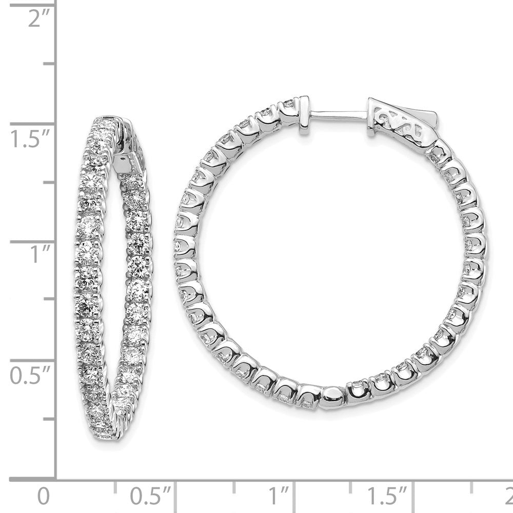 14k White Gold (Holds 60-2.3mm Round) In/Out Hoop w/Safety Clasp Earring Mountings