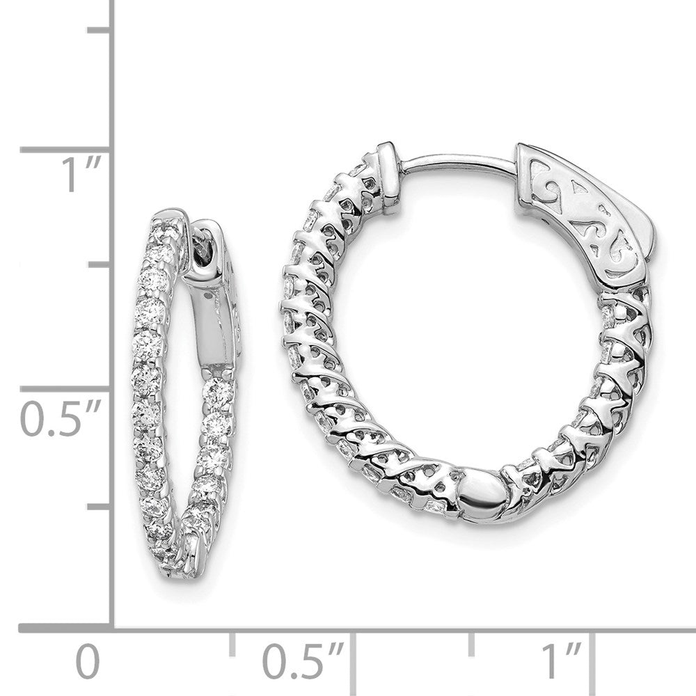 14k White Gold (Holds 38-1.7mm Round) In/Out Hoop w/Safety Clasp Earring Mountings
