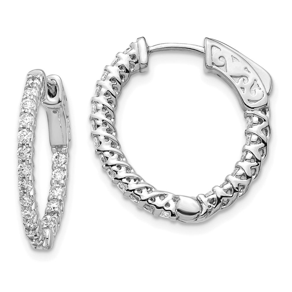 Polished;14K White gold;Hinged;Safety clasp