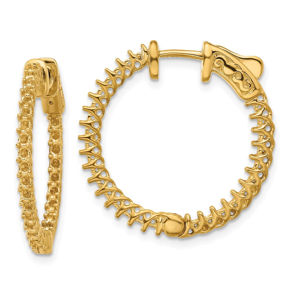 Polished;14k Yellow gold;Safety clasp;Hinged hoop