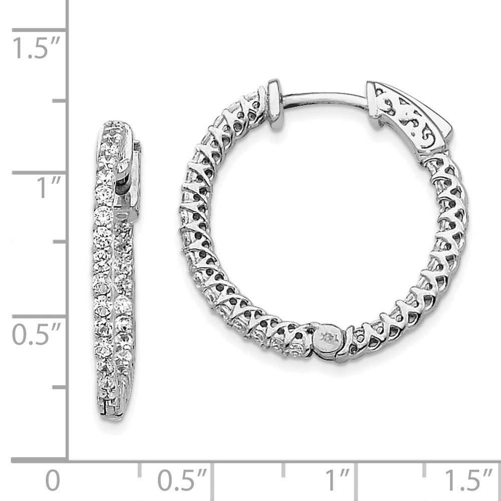 14k White Gold (Holds 62-1.6mm Round) In/Out Hoop w/Safety Clasp Earring Mountings