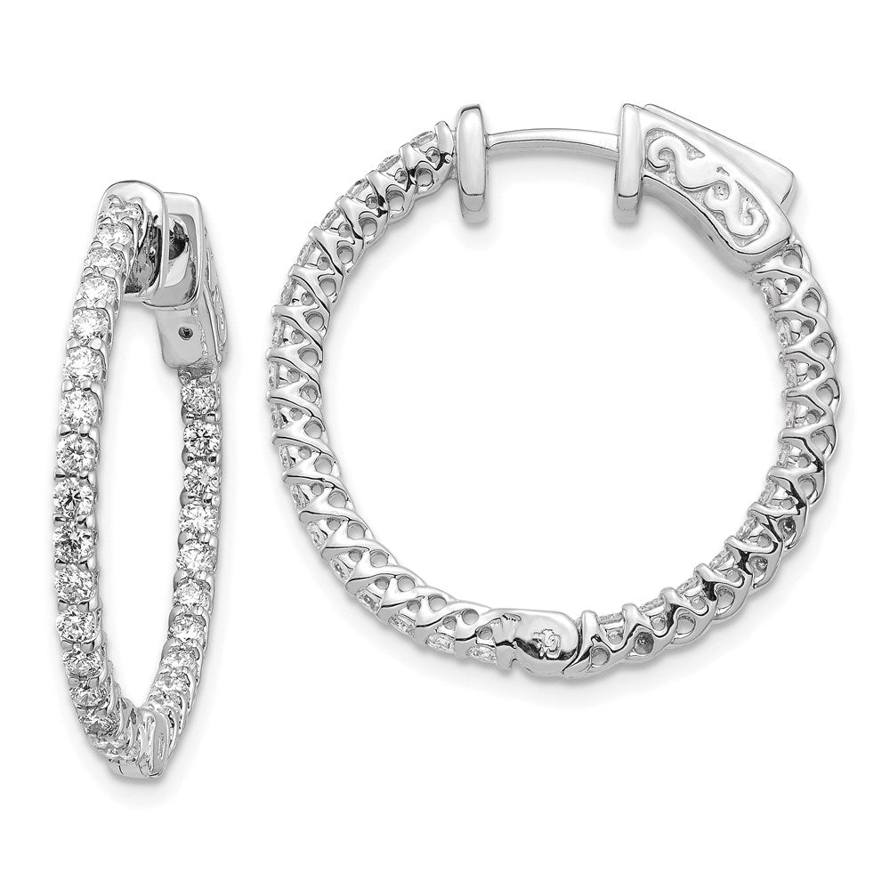 Polished;14K White gold;Hinged;Safety clasp
