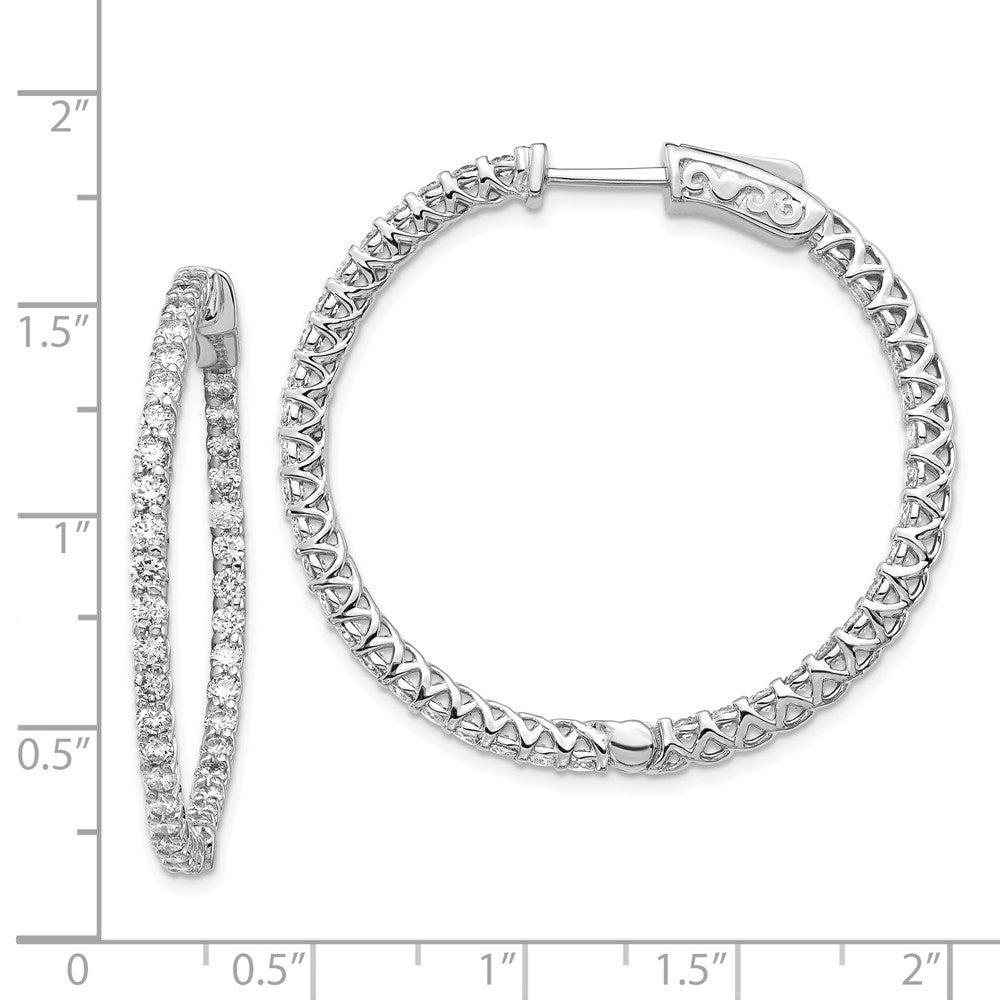 14k White Gold (Holds 98-1.6mm Round) In/Out Hoop w/Safety Clasp Earring Mountings