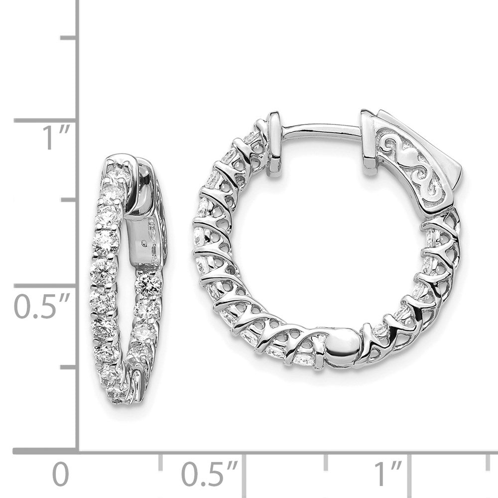 14k White Gold (Holds 36-1.9mm Round) In/Out Hoop w/Safety Clasp Earring Mountings