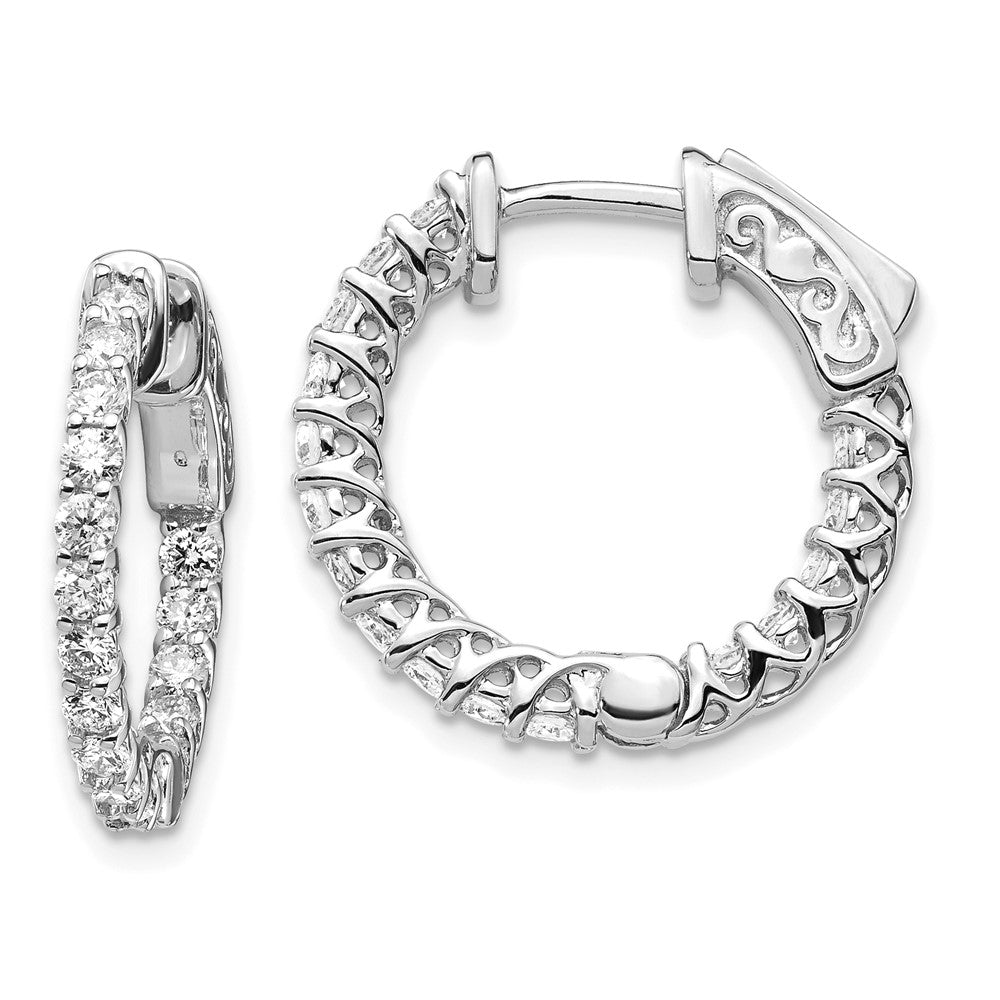 Polished;14K White gold;Hinged;Safety clasp