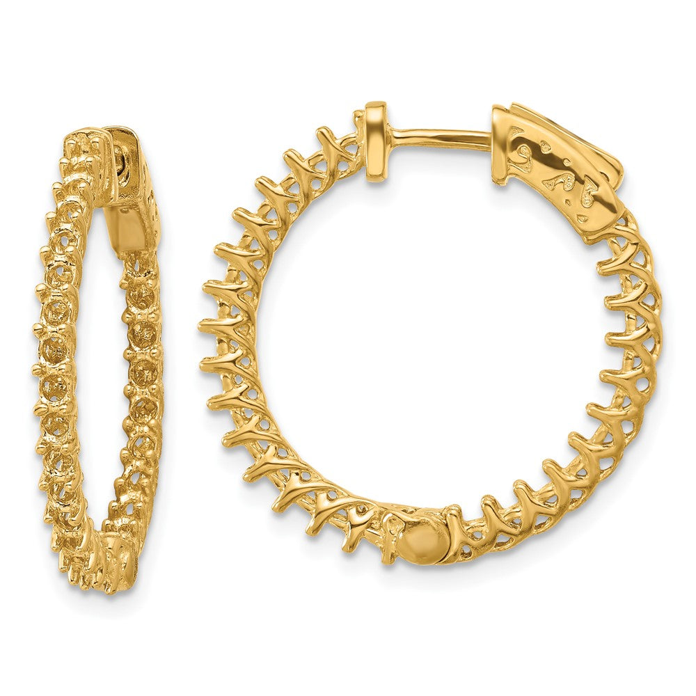 Polished;14k Yellow gold;Safety clasp;Hinged hoop