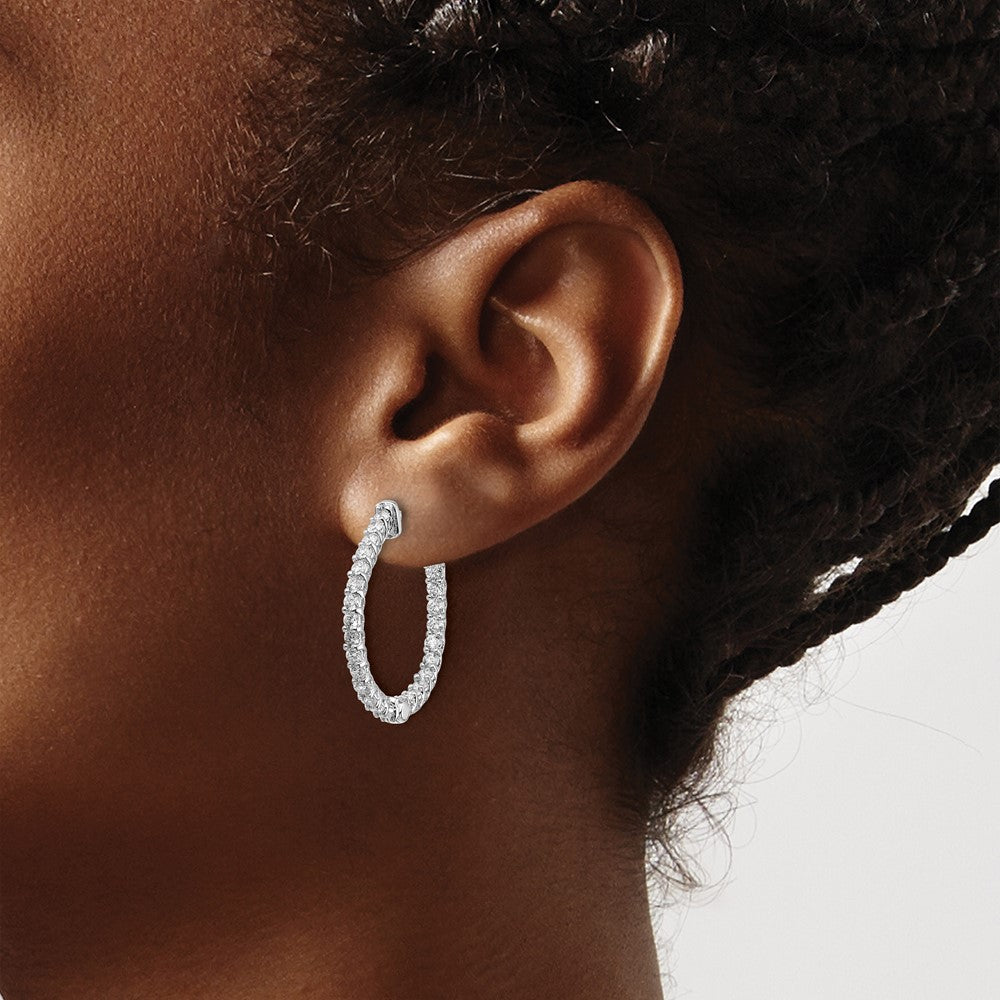 14k White Gold (Holds 54-1.9mm Round) In/Out Hoop w/Safety Clasp Earring Mountings
