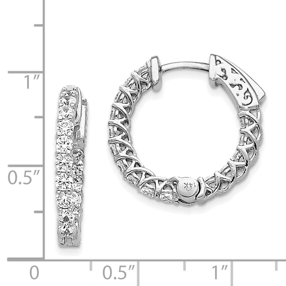 14k White Gold (Holds 30-2.3mm Round) In/Out Hoop w/Safety Clasp Earring Mountings