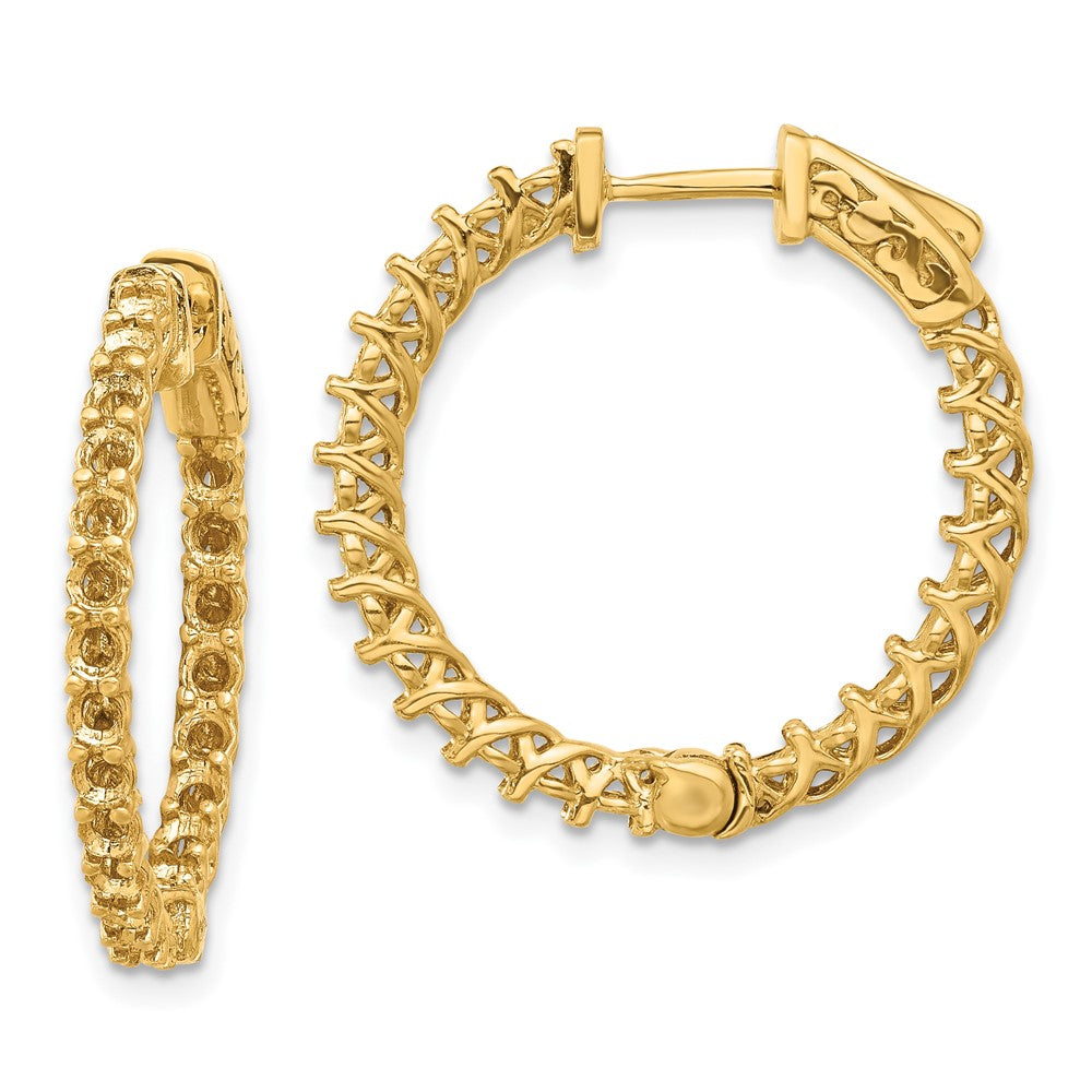 Polished;14k Yellow gold;Safety clasp;Hinged hoop
