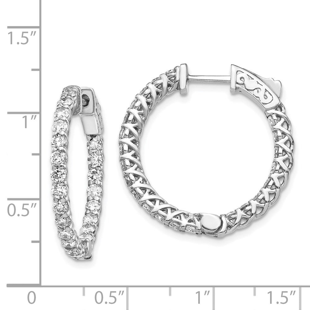 14k White Gold (Holds 48-2.3mm Round) In/Out Hoop w/Safety Clasp Earring Mountings