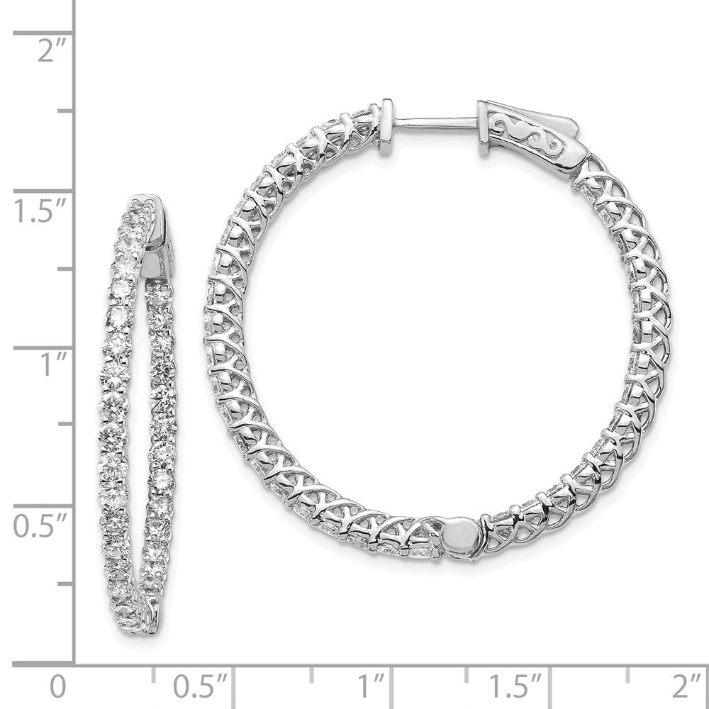 14k White Gold (Holds 74-2.3mm Round) In/Out Hoop w/Safety Clasp Earring Mountings