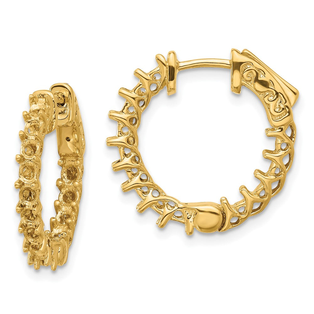 Polished;14k Yellow gold;Safety clasp;Hinged hoop