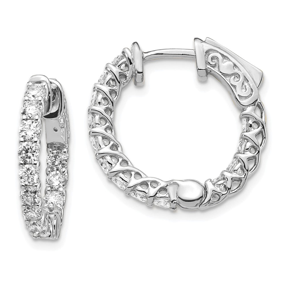 Polished;14K White gold;Hinged;Safety clasp